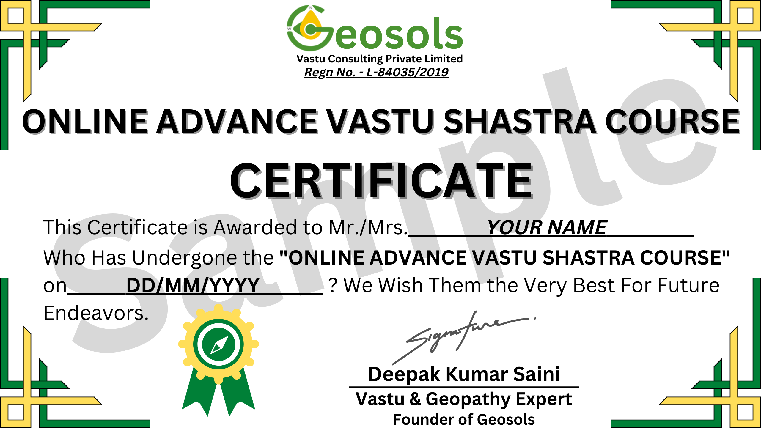 Online Advance Vastu Shastra Course Certificate
